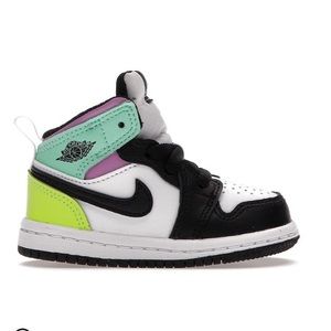 Jordan 1 Mid Pastel Black Toe baby shoe